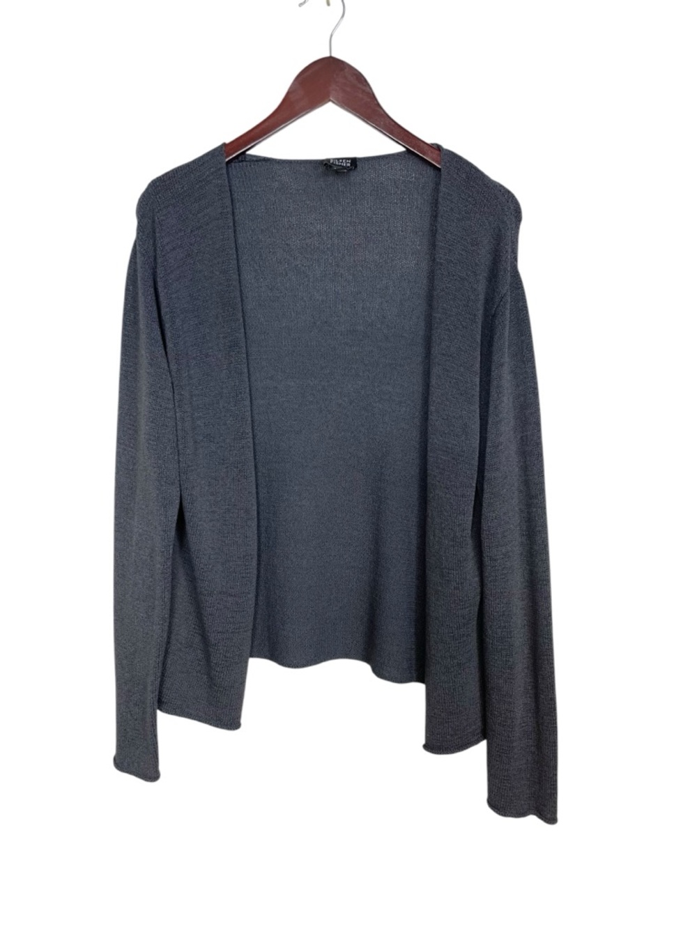 Eileen Fisher Open Front Silk Blend Knit Cardigan Size Large